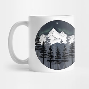 Mountain and Northern Lights Landscape Design Mug